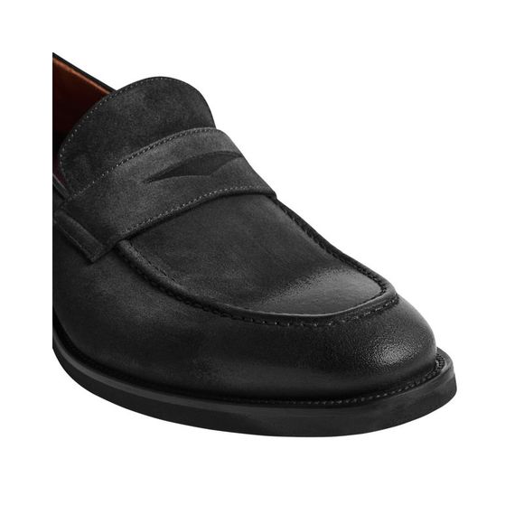 Bruno Magli Mens Bryan Burnished Toe Loafer Shoes 11 M Black Suede - Picture 4 of 5